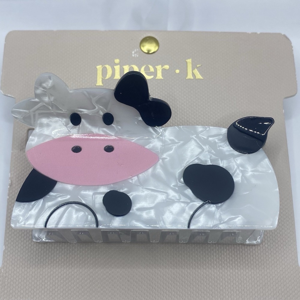 Piper K Cow Black White Large Hair Clip New